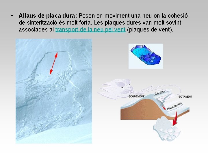  • Allaus de placa dura: Posen en moviment una neu on la cohesió