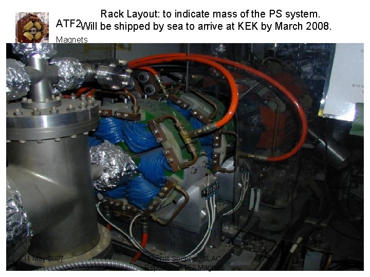 Rack Layout: to indicate mass of the PS system. ATF 2 Will be shipped