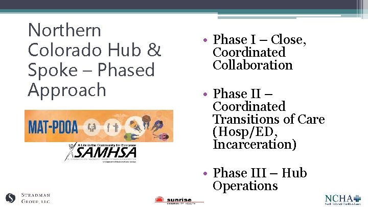 Northern Colorado Hub & Spoke – Phased Approach • Phase I – Close, Coordinated