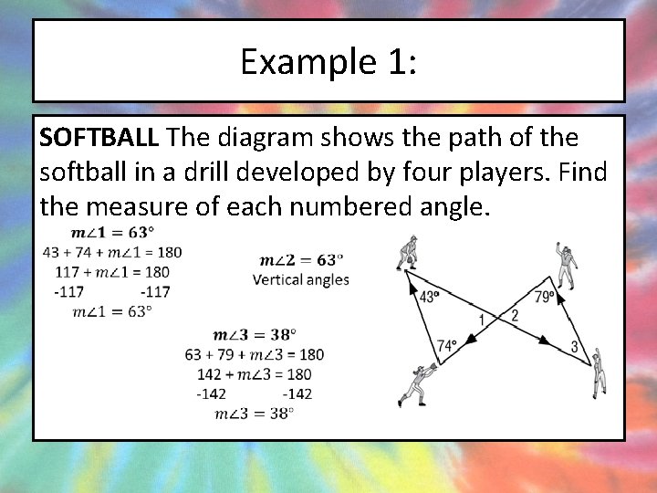 Example 1: SOFTBALL The diagram shows the path of the softball in a drill