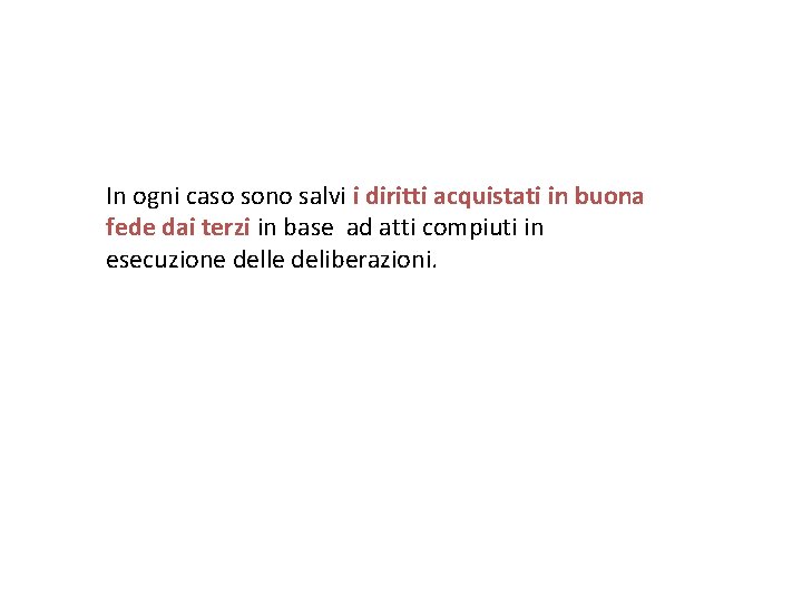 In ogni caso sono salvi i diritti acquistati in buona fede dai terzi in