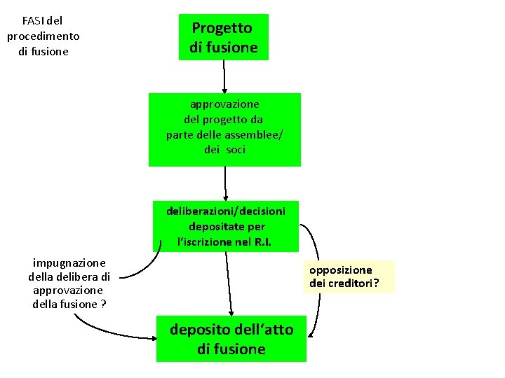 FASI del procedimento di fusione Progetto di fusione approvazione del progetto da parte delle