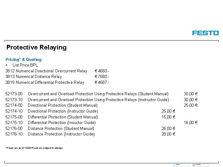 Protective Relaying Pricing* & Quoting: • List Price BPL 3812 Numerical Directional Overcurrent Relay