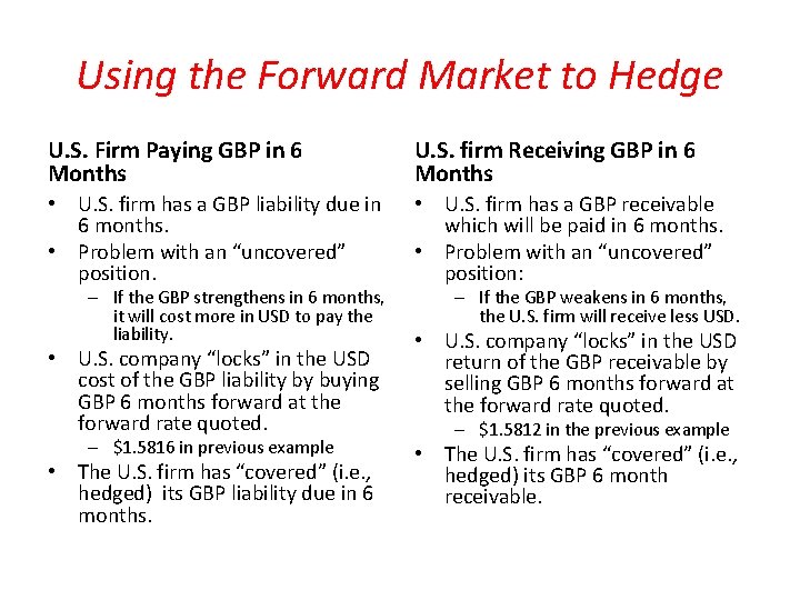Using the Forward Market to Hedge U. S. Firm Paying GBP in 6 Months