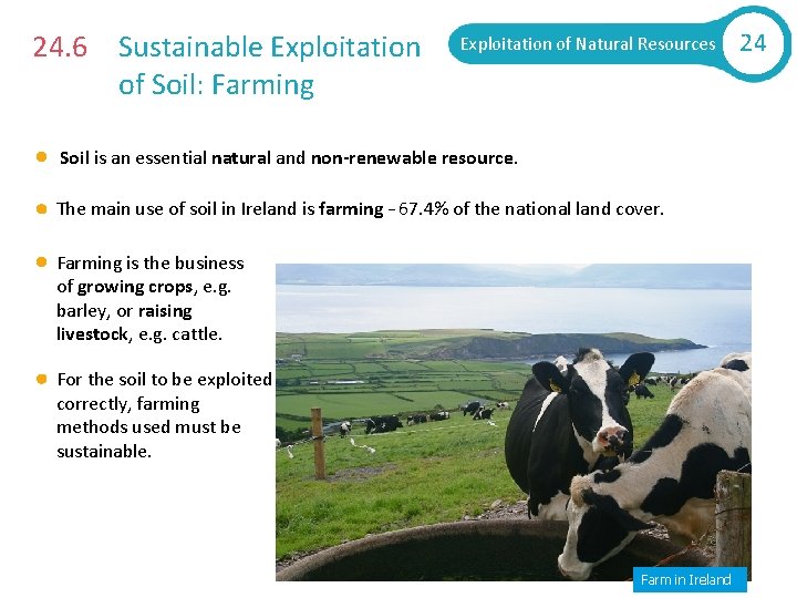 24. 6 Sustainable Exploitation of Soil: Farming Exploitation of Natural Resources Soil is an
