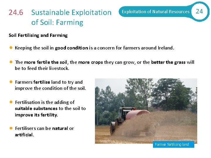 24. 6 Sustainable Exploitation of Soil: Farming Exploitation of Natural Resources Soil Fertilising and