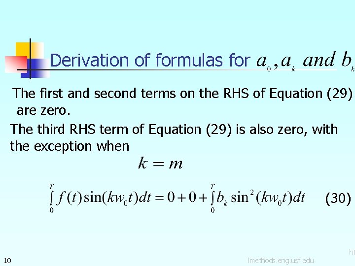 Derivation of formulas for The first and second terms on the RHS of Equation