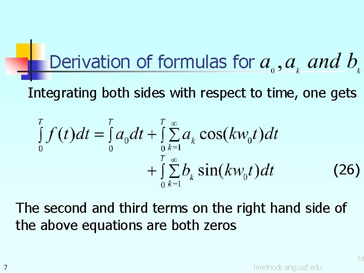 Derivation of formulas for Integrating both sides with respect to time, one gets (26)