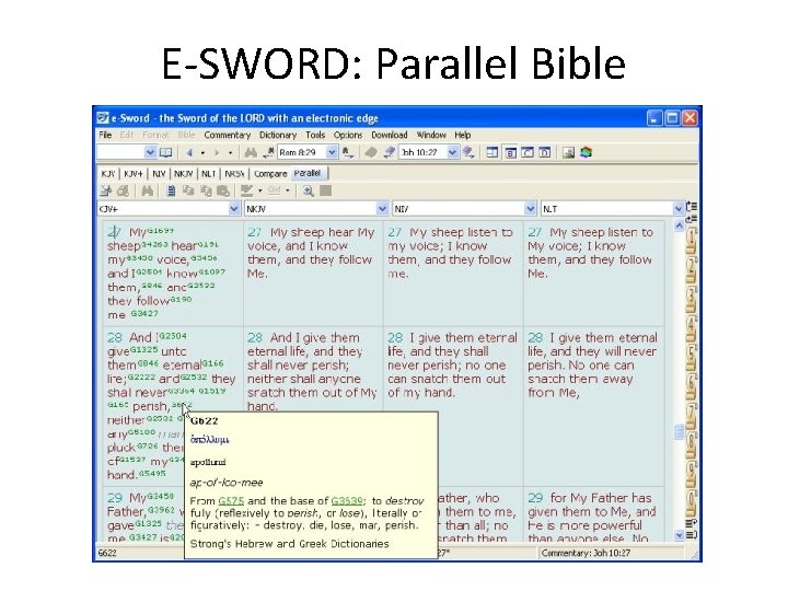 E-SWORD: Parallel Bible 