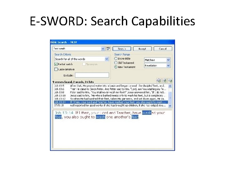 E-SWORD: Search Capabilities 