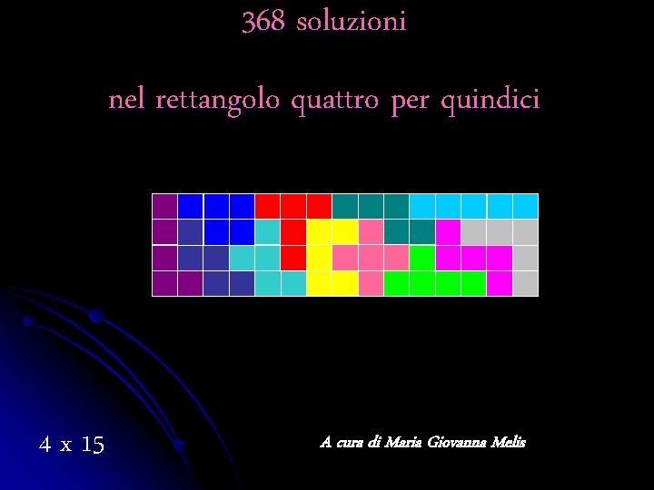 368 soluzioni nel rettangolo quattro per quindici 4 x 15 A cura di Maria