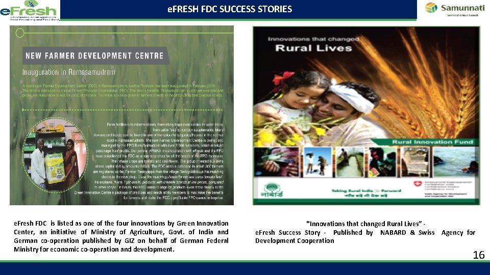 e. FRESH FDC SUCCESS STORIES e. Fresh FDC is listed as one of the