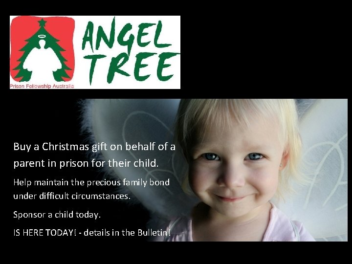 Buy a Christmas gift on behalf of a parent in prison for their child. Buy a Christmas gift on behalf of a parent in prison for their child.