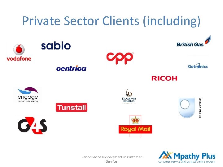 Private Sector Clients (including) Performance Improvement in Customer Service Private Sector Clients (including) Performance Improvement in Customer Service