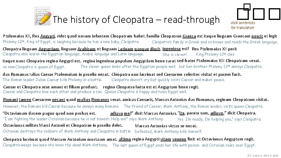 � The history of Cleopatra – read-through ��� click sentences for translation Ptolemaius XII,