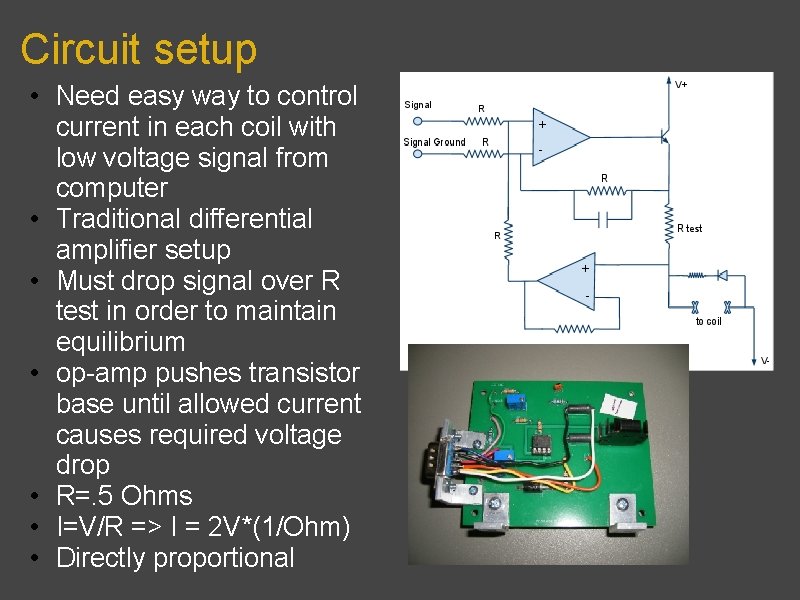 Circuit setup • Need easy way to control current in each coil with low