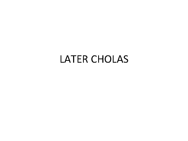 LATER CHOLAS 