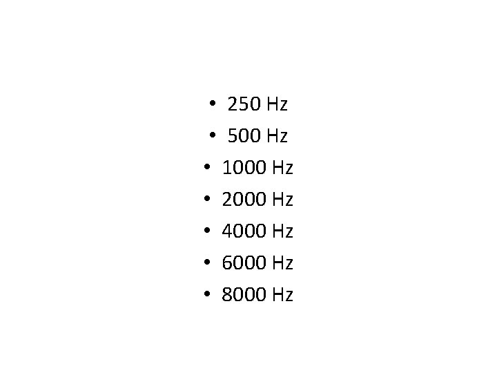  • 250 Hz • 500 Hz • 1000 Hz • 2000 Hz •