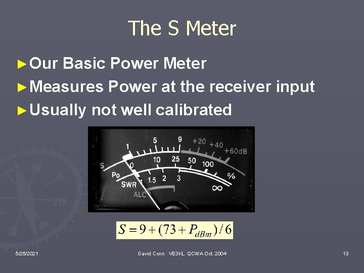 The S Meter ► Our Basic Power Meter ► Measures Power at the receiver