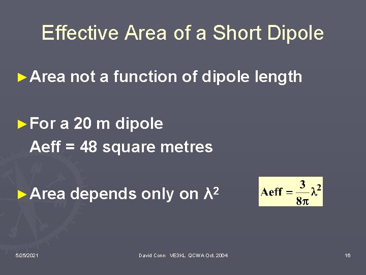 Effective Area of a Short Dipole ► Area not a function of dipole length