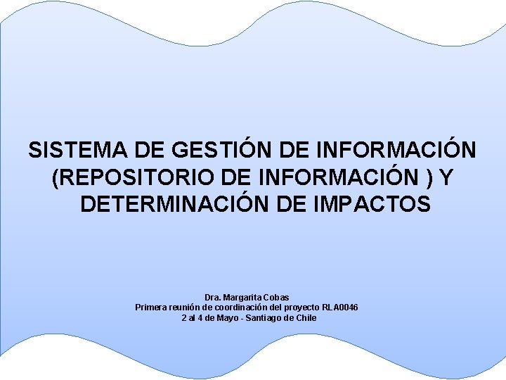 SISTEMA DE GESTIÓN DE INFORMACIÓN (REPOSITORIO DE INFORMACIÓN ) Y DETERMINACIÓN DE IMPACTOS Dra.