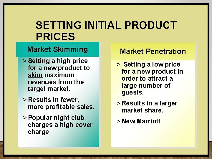 SETTING INITIAL PRODUCT PRICES Market Skimming > Setting a high price for a new