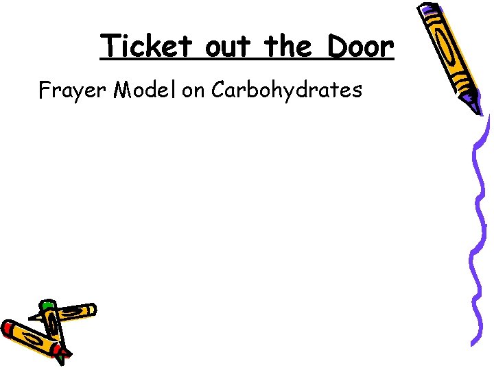 Ticket out the Door Frayer Model on Carbohydrates 