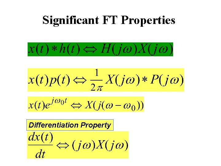 Significant FT Properties Differentiation Property 