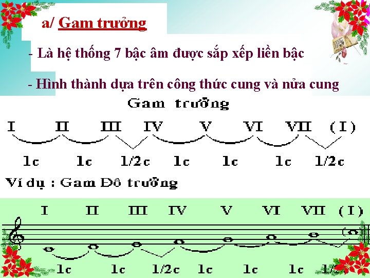 a/ Gam trưởng - Là hệ thống 7 bậc âm được sắp xếp liền