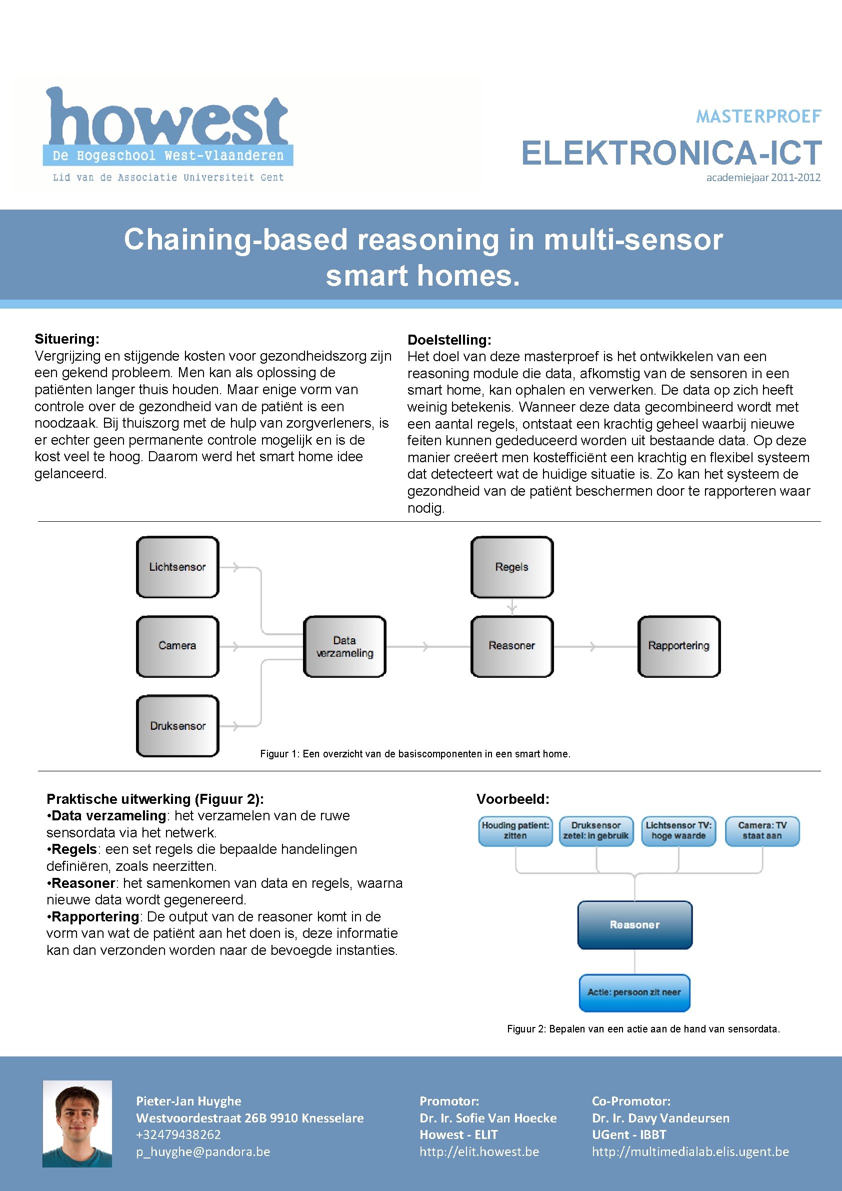 MASTERPROEF ELEKTRONICA-ICT academiejaar 2011 -2012 Chaining-based reasoning in multi-sensor smart homes. Situering: Vergrijzing en