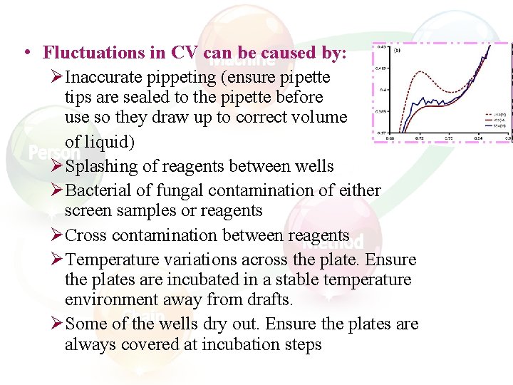  • Fluctuations in CV can be caused by: Ø Inaccurate pippeting (ensure pipette