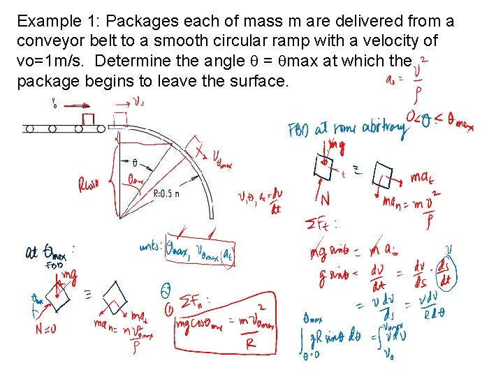 Example 1: Packages each of mass m are delivered from a conveyor belt to