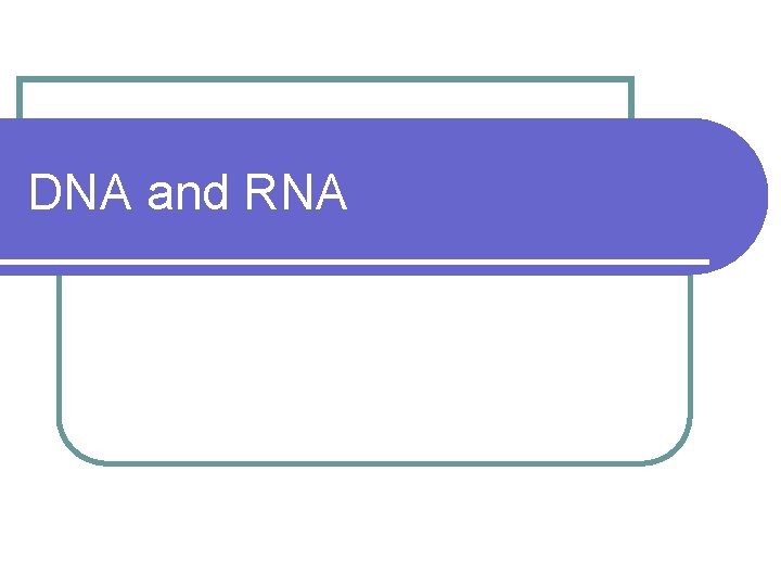 DNA and RNA 