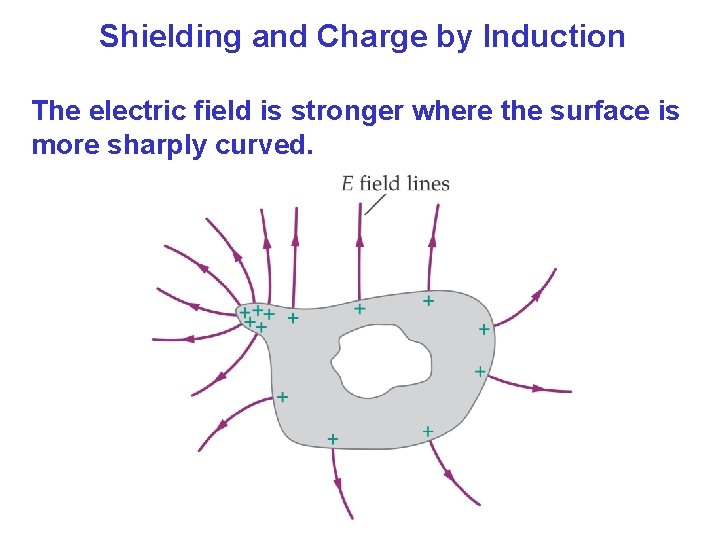 Shielding and Charge by Induction The electric field is stronger where the surface is