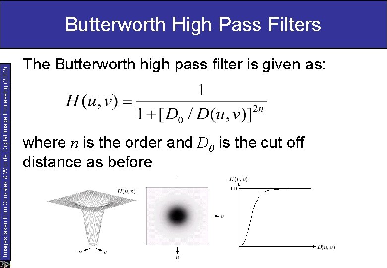 Images taken from Gonzalez & Woods, Digital Image Processing (2002) Butterworth High Pass Filters