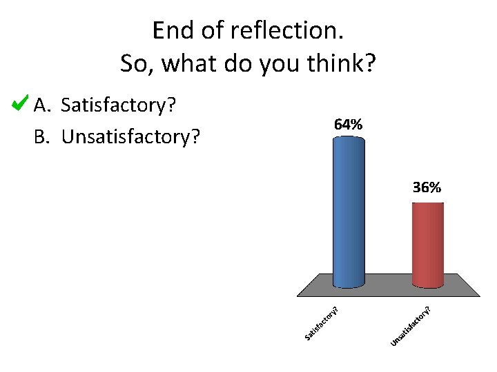 End of reflection. So, what do you think? A. Satisfactory? B. Unsatisfactory? 