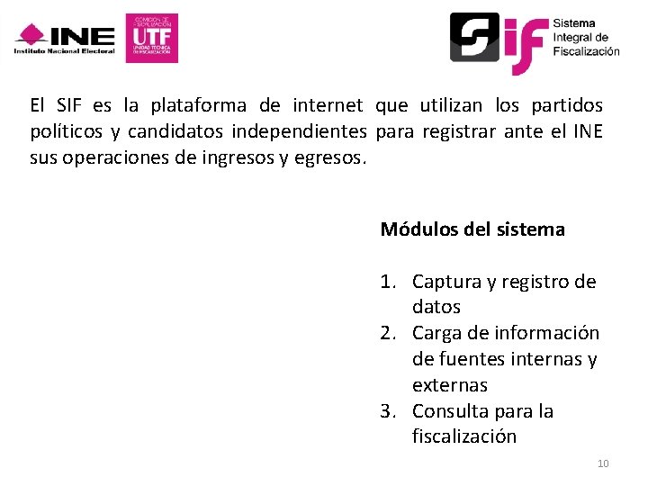 El SIF es la plataforma de internet que utilizan los partidos políticos y candidatos