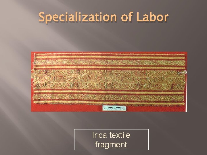 Specialization of Labor Inca textile fragment 