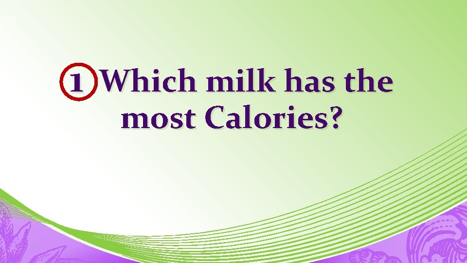 1 Which milk has the most Calories? 