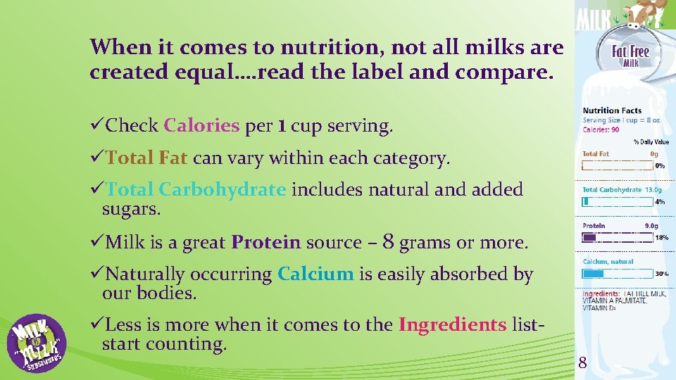 When it comes to nutrition, not all milks are created equal…. read the label