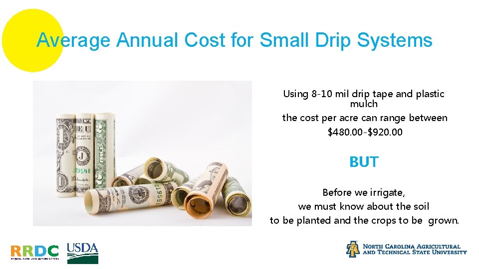 Average Annual Cost for Small Drip Systems Using 8 -10 mil drip tape and