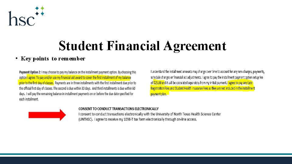 Student Financial Agreement • Key points to remember 