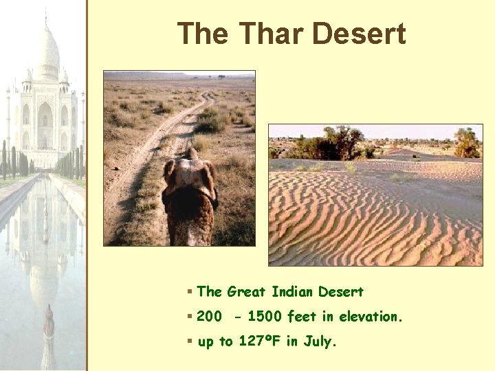 The Thar Desert § The Great Indian Desert § 200 - 1500 feet in