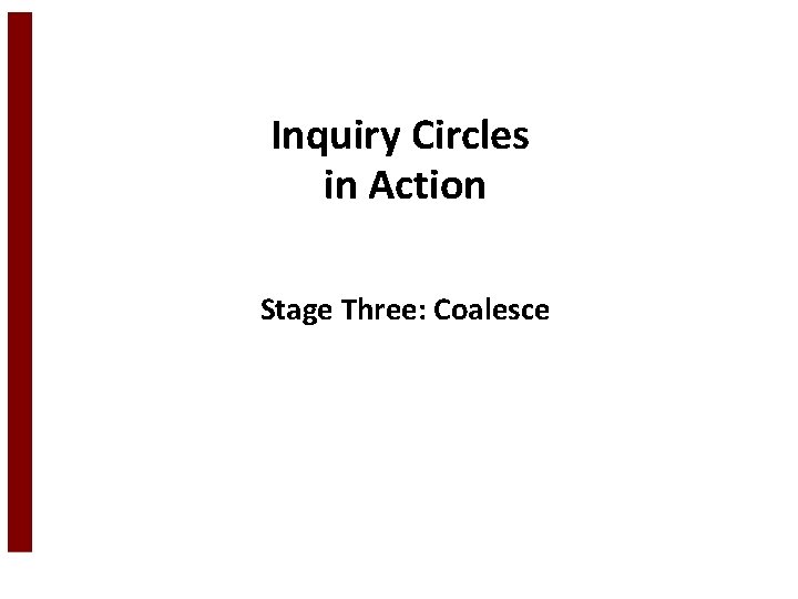 Inquiry Circles in Action Stage Three: Coalesce 