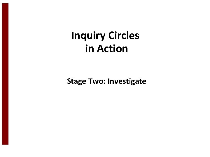 Inquiry Circles in Action Stage Two: Investigate 