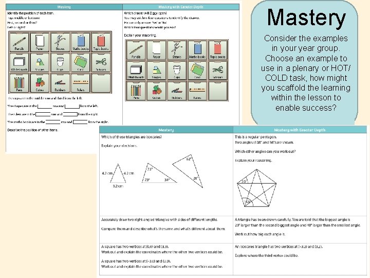 Mastery Consider the examples in your year group. Choose an example to use in