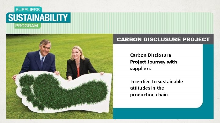 Re. Con Implementation Carbon Disclosure for Suppliers Project Journey with suppliers. Pilot with packaging