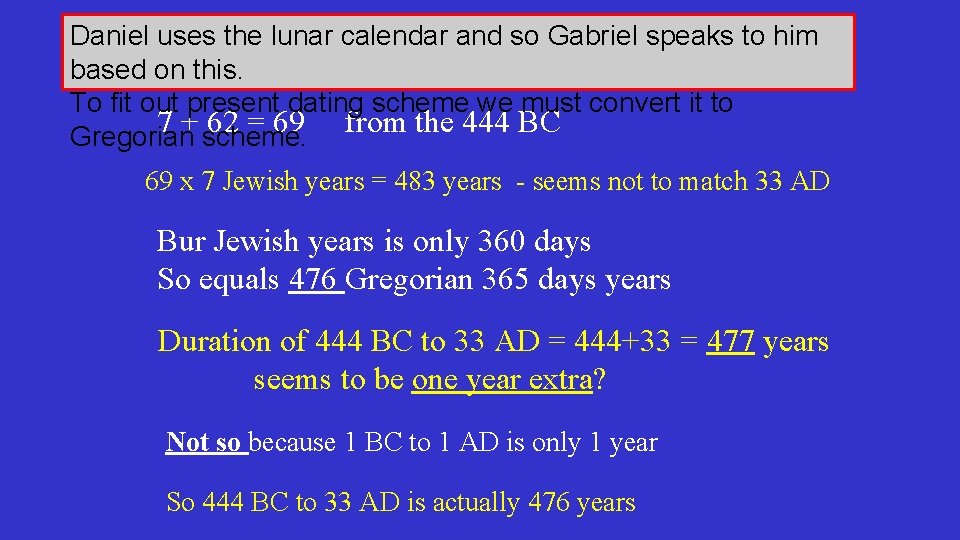 Daniel uses the lunar calendar and so Gabriel speaks to him based on this. Daniel uses the lunar calendar and so Gabriel speaks to him based on this.