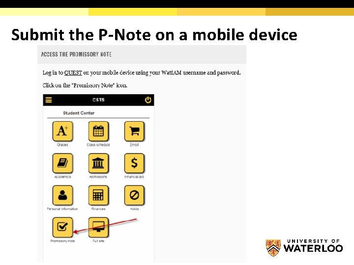 Submit the P-Note on a mobile device 