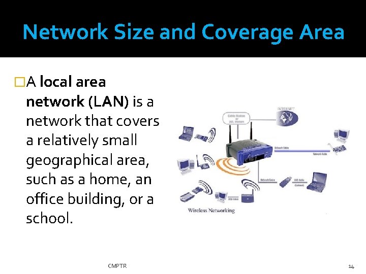Network Size and Coverage Area �A local area network (LAN) is a network that